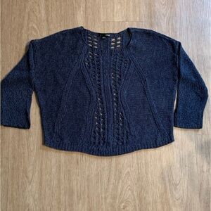 Aqua Textured Knit Sweater in Deep Blue